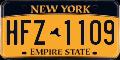 NY license plate HFZ1109