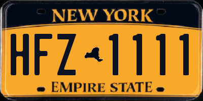 NY license plate HFZ1111