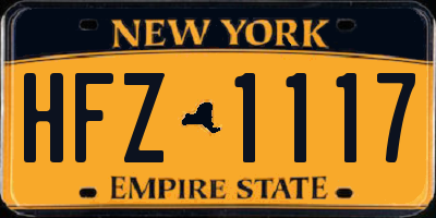NY license plate HFZ1117