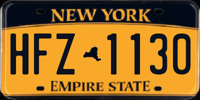 NY license plate HFZ1130