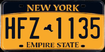 NY license plate HFZ1135