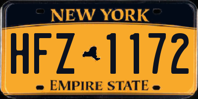NY license plate HFZ1172