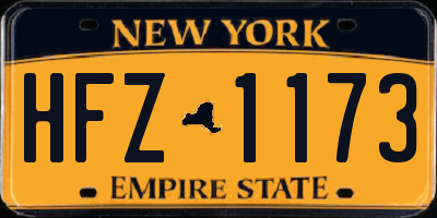 NY license plate HFZ1173