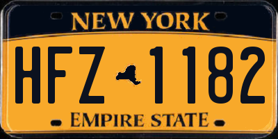NY license plate HFZ1182