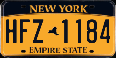 NY license plate HFZ1184