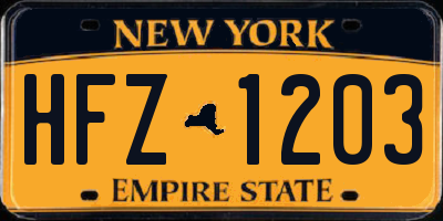 NY license plate HFZ1203