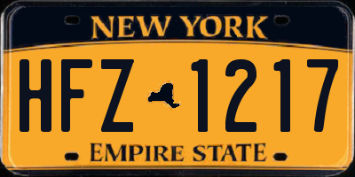 NY license plate HFZ1217