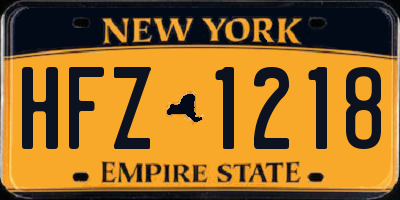 NY license plate HFZ1218