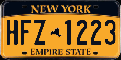 NY license plate HFZ1223
