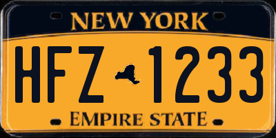 NY license plate HFZ1233