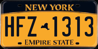 NY license plate HFZ1313