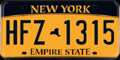 NY license plate HFZ1315