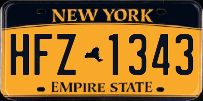 NY license plate HFZ1343