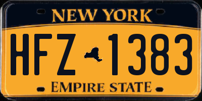 NY license plate HFZ1383