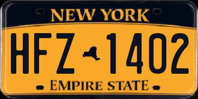 NY license plate HFZ1402