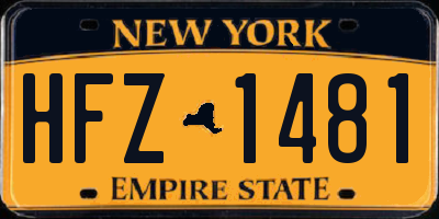 NY license plate HFZ1481