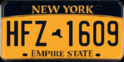 NY license plate HFZ1609
