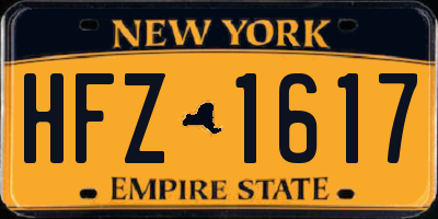 NY license plate HFZ1617