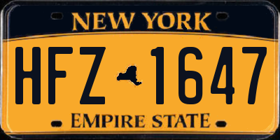 NY license plate HFZ1647