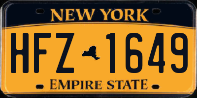 NY license plate HFZ1649