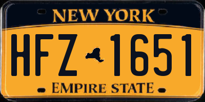 NY license plate HFZ1651