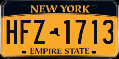 NY license plate HFZ1713