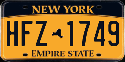 NY license plate HFZ1749