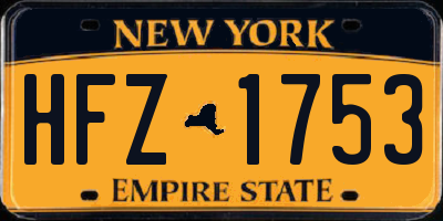 NY license plate HFZ1753