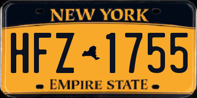 NY license plate HFZ1755