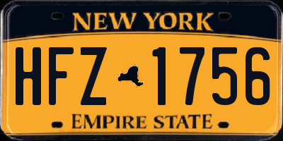 NY license plate HFZ1756