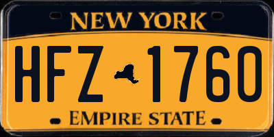 NY license plate HFZ1760