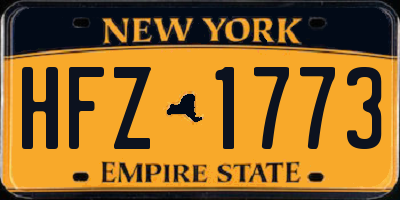NY license plate HFZ1773