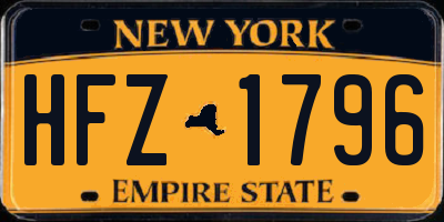 NY license plate HFZ1796