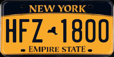 NY license plate HFZ1800