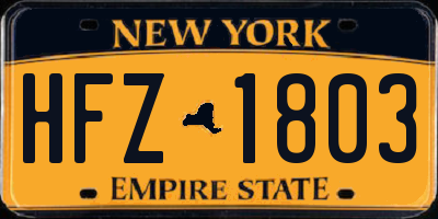 NY license plate HFZ1803