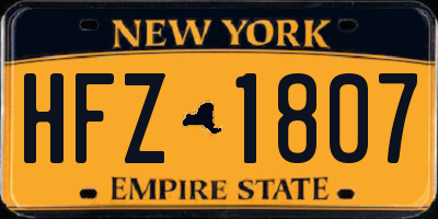 NY license plate HFZ1807