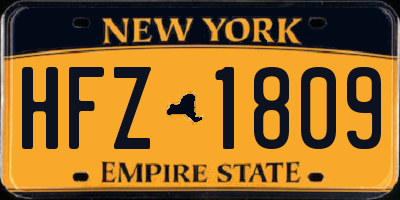 NY license plate HFZ1809