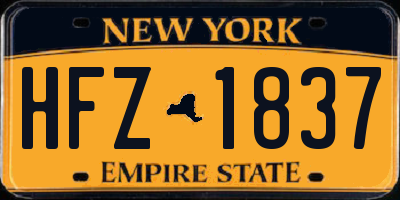 NY license plate HFZ1837