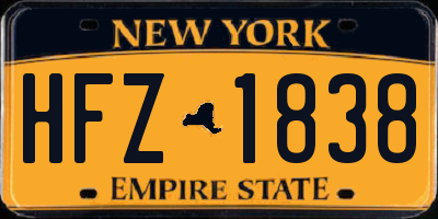 NY license plate HFZ1838