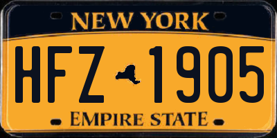 NY license plate HFZ1905