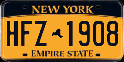 NY license plate HFZ1908