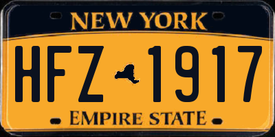 NY license plate HFZ1917