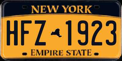 NY license plate HFZ1923