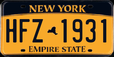 NY license plate HFZ1931