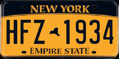 NY license plate HFZ1934