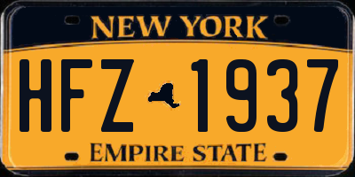 NY license plate HFZ1937