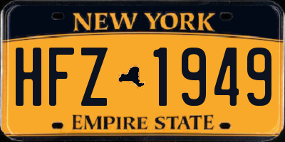 NY license plate HFZ1949