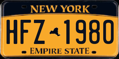 NY license plate HFZ1980