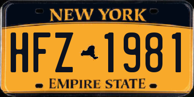 NY license plate HFZ1981