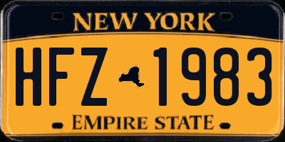 NY license plate HFZ1983